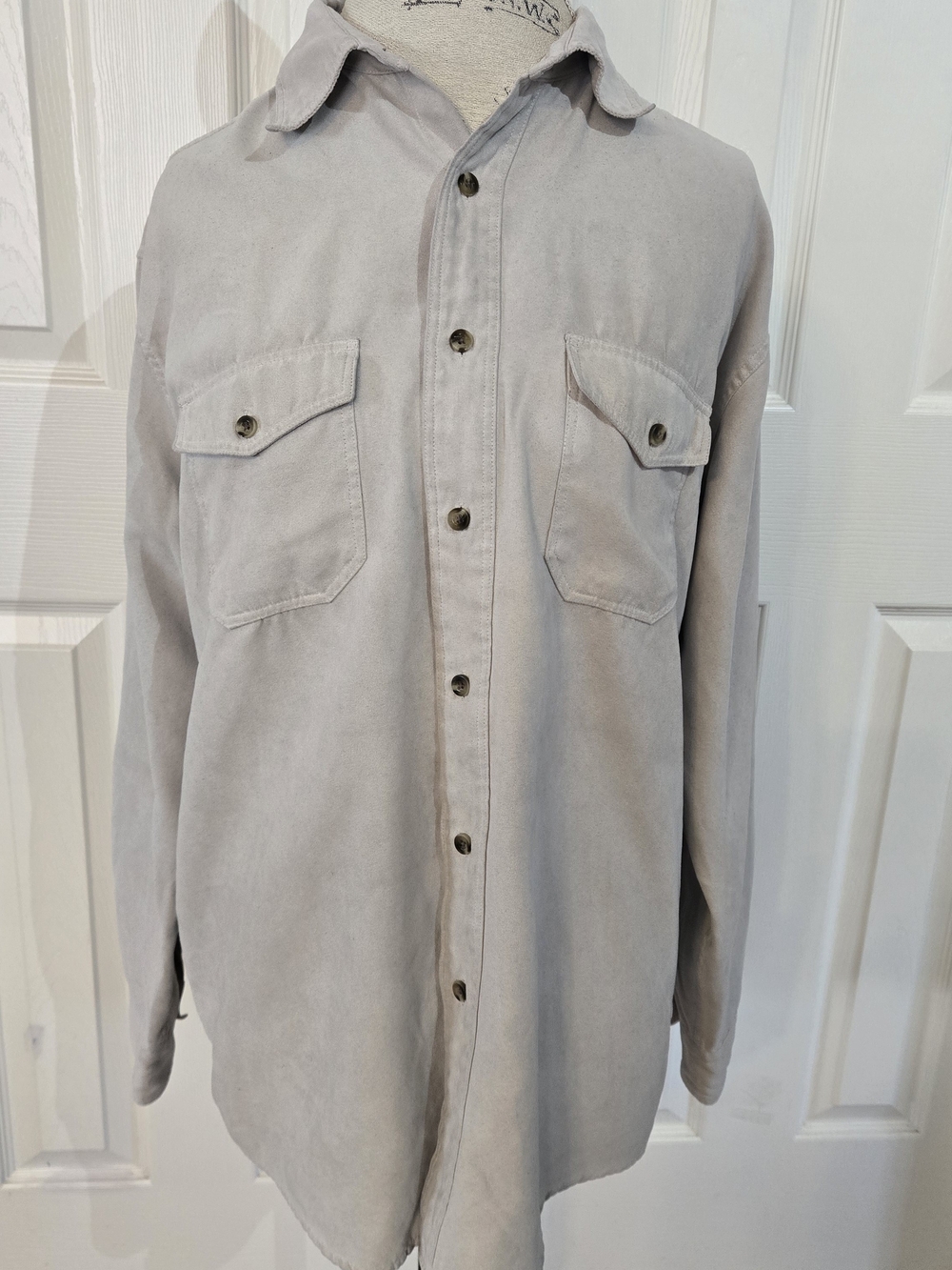 Covington Men’s L Beige Utility Button-Up Shirt Long Sleeve